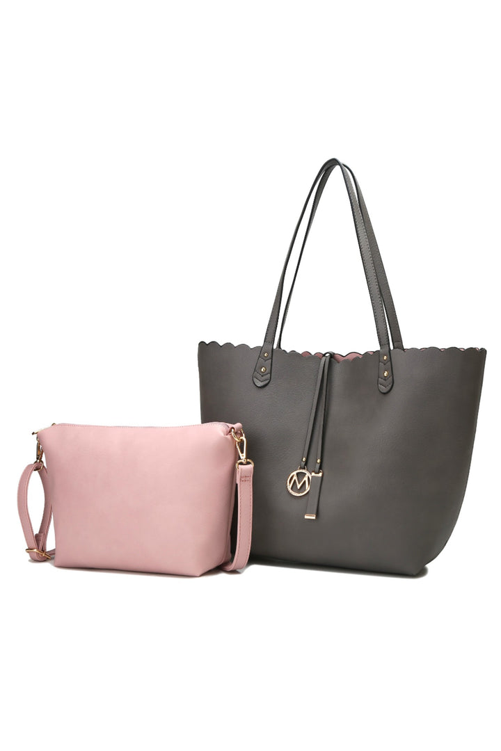 Navy Red Mkf Reversible Shopper Tote Crossbody By Mia K