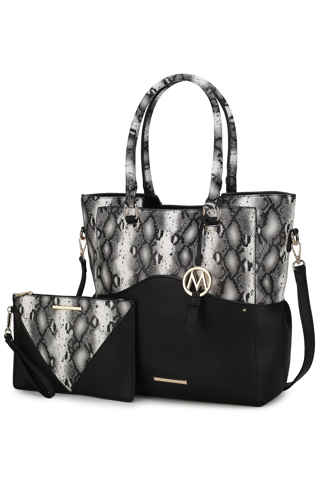 Blush Mkf Iris Snake Tote Bag Wristlet Pouch By Mia K