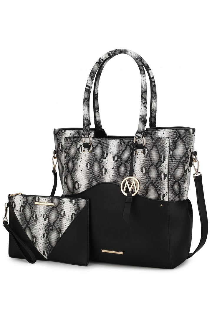 Blush Mkf Iris Snake Tote Bag Wristlet Pouch By Mia K