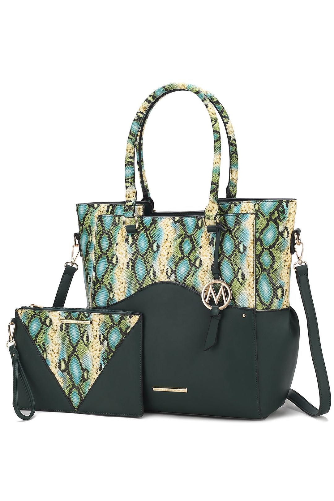 Fuchsia Mkf Iris Snake Tote Bag Wristlet Pouch By Mia K