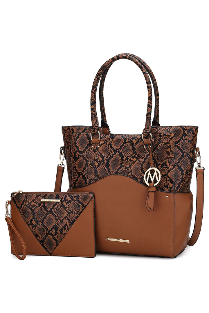 Forest Green Mkf Iris Snake Tote Bag Wristlet Pouch By Mia K