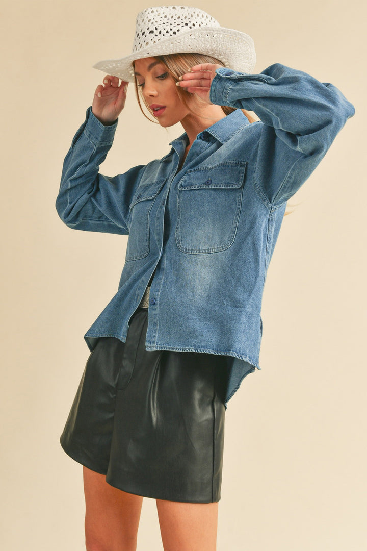 Black Genny Denim Top