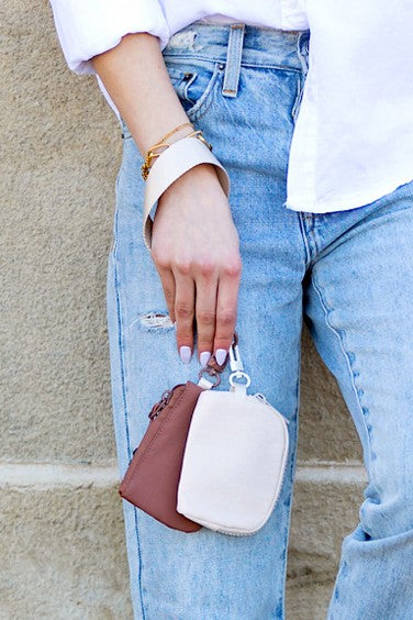 Sky Blue / Indigo Clippable Dual Pouch Wristlet