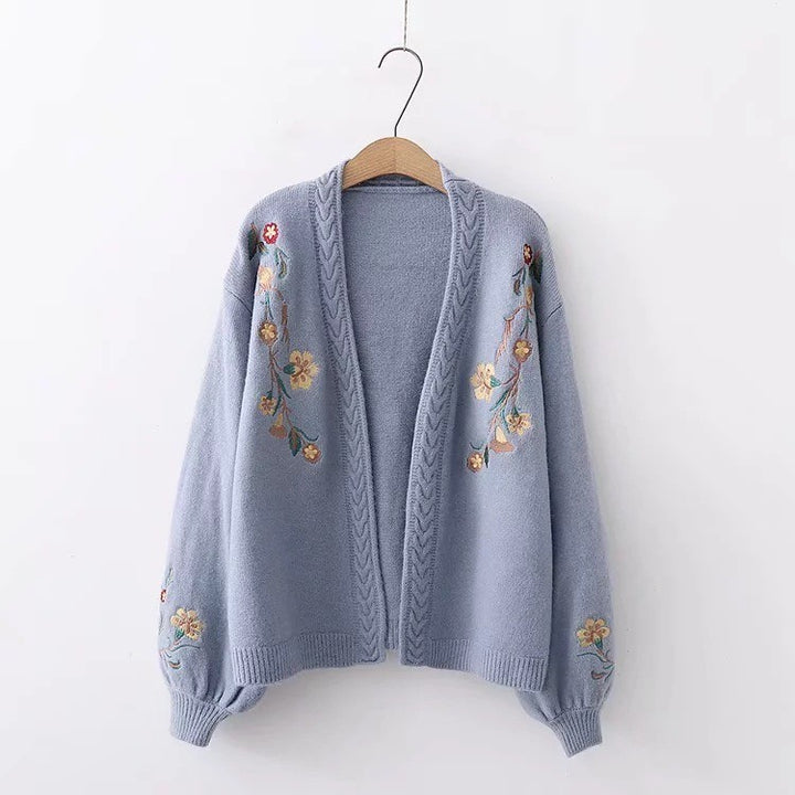 Cream Floral Knit Cardigan