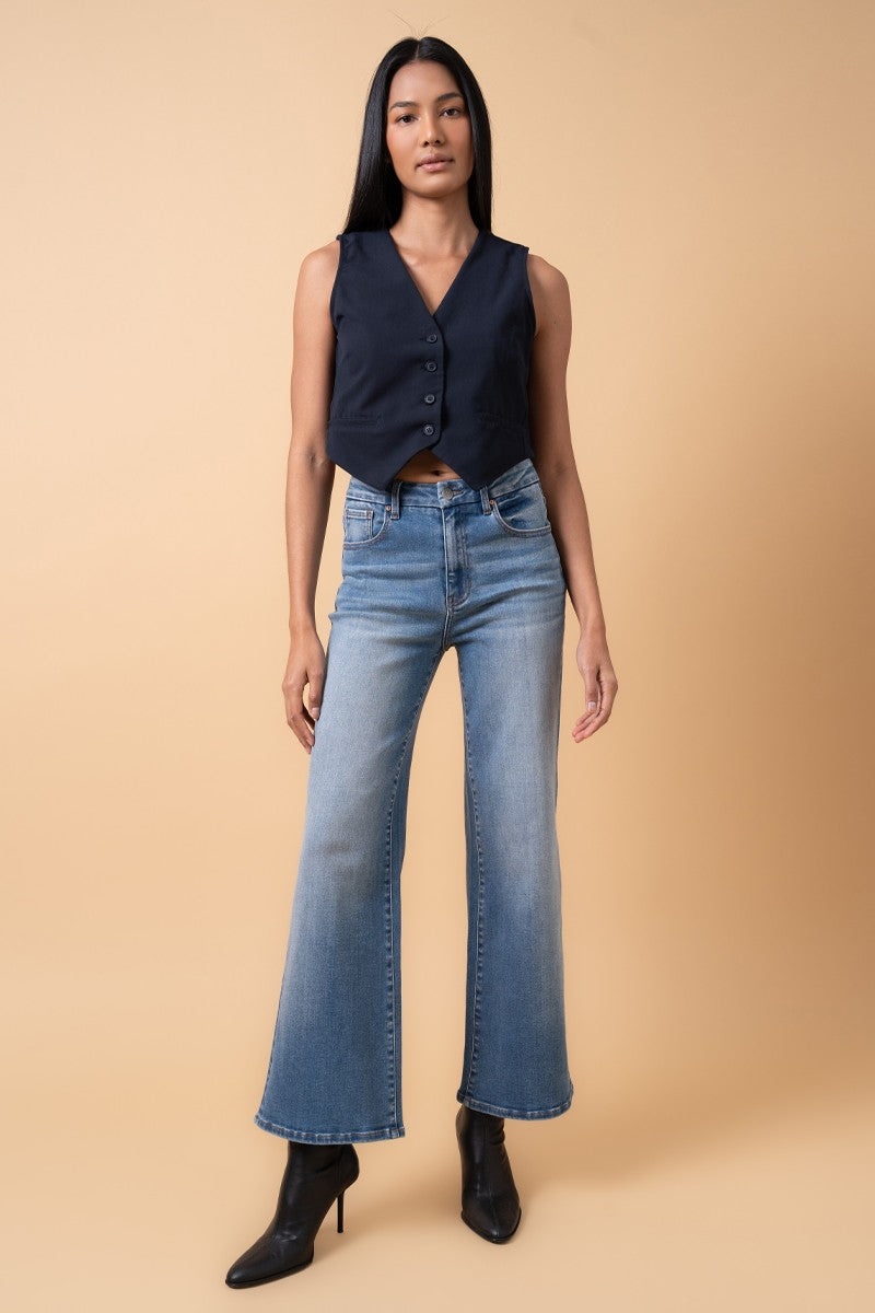 Medium Denim High Rise Relaxed Wide Leg 1