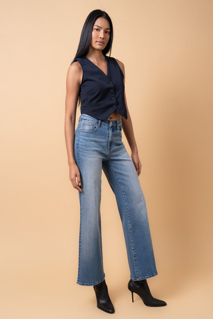 Medium Denim High Rise Relaxed Wide Leg 1