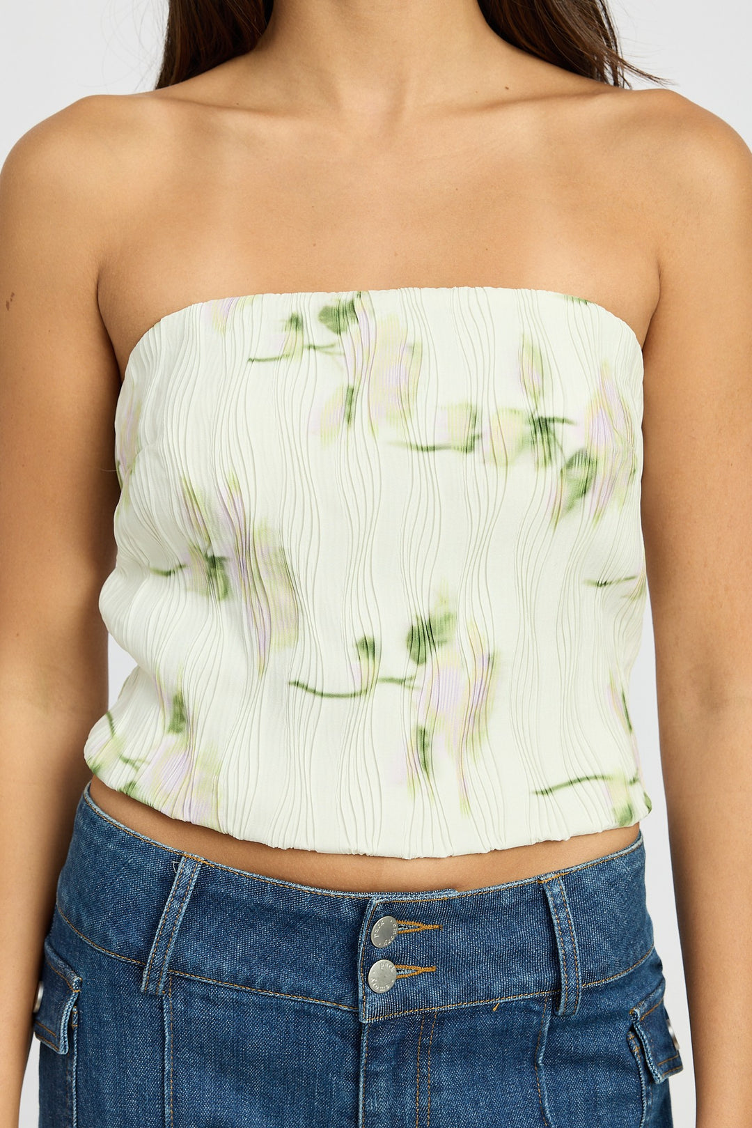 Ivory Floral Floral Tube Top