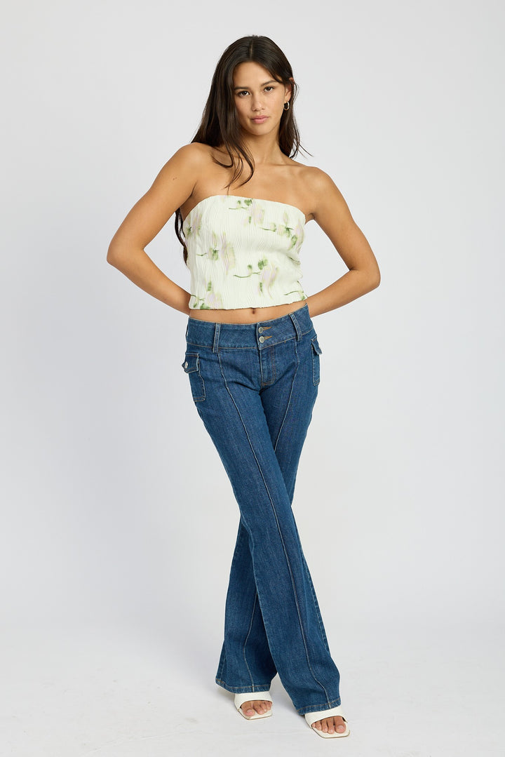 Ivory Floral Floral Tube Top