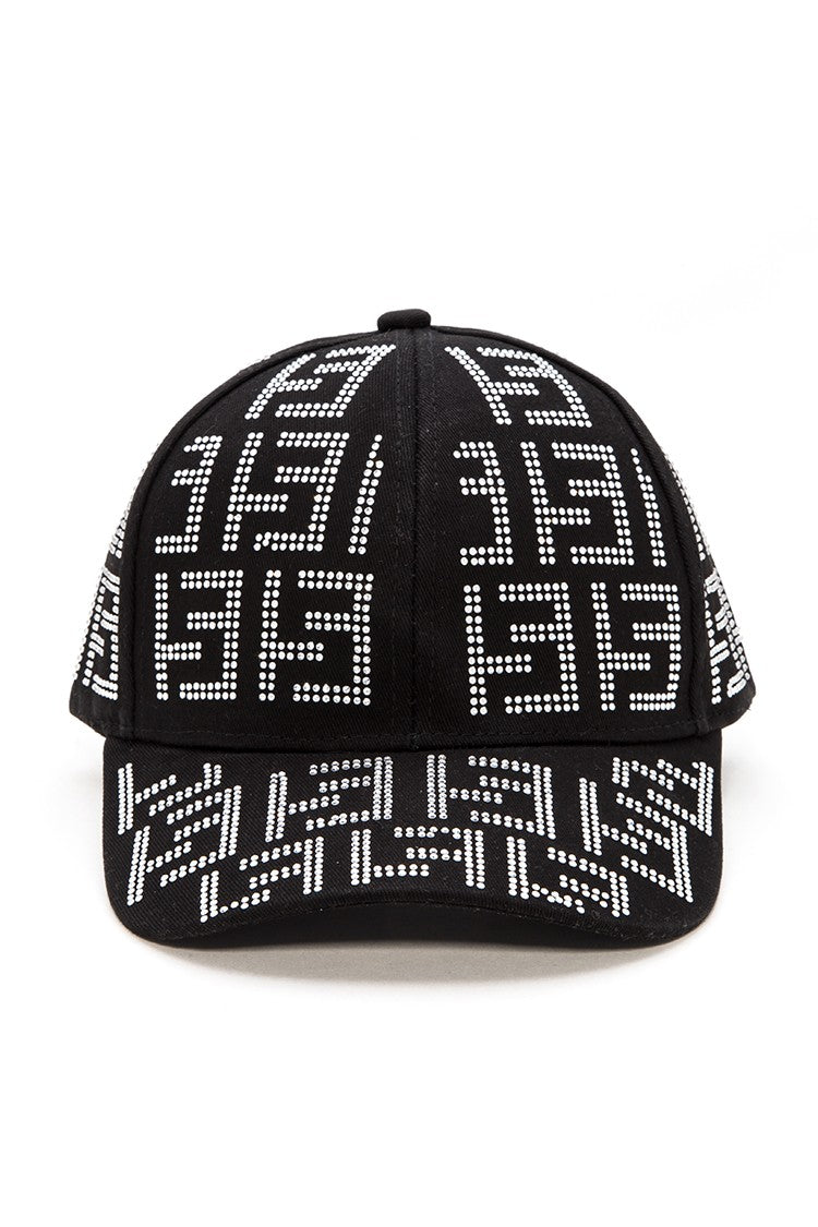 Black/Clear Studded Logo Baseball Cap