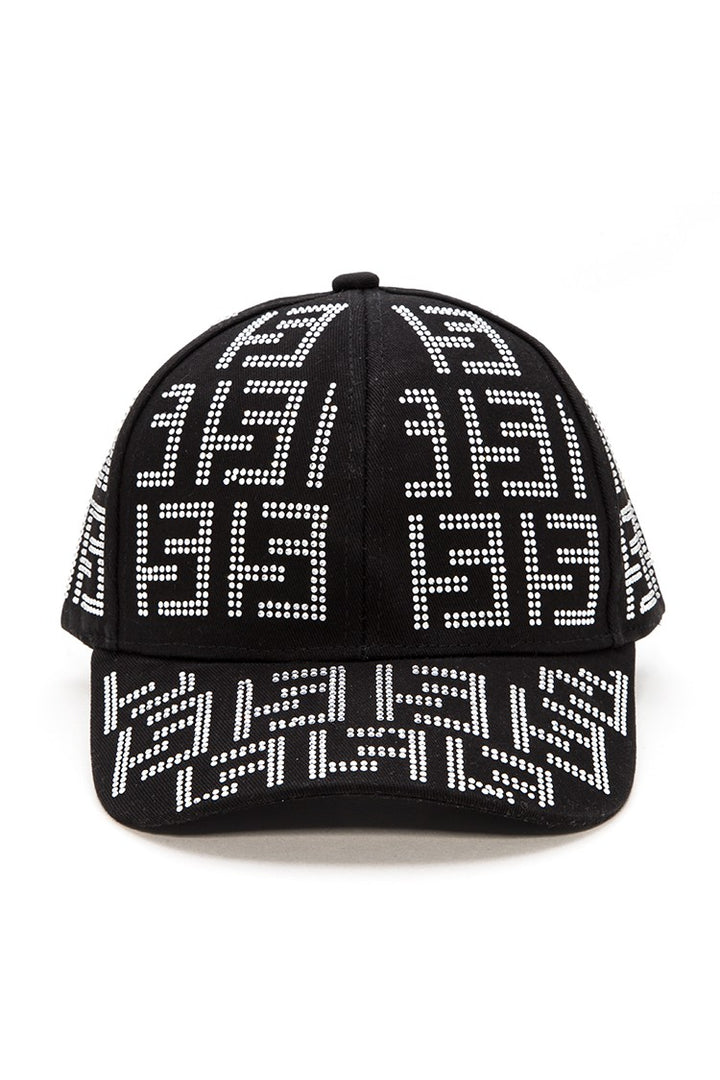 Black/Clear Studded Logo Baseball Cap