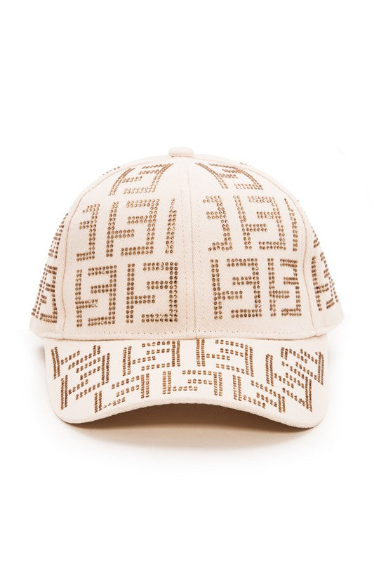 White Studded Logo Baseball Cap