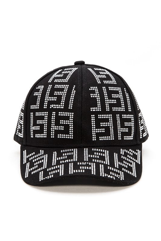 Black/Topaz Studded Logo Baseball Cap
