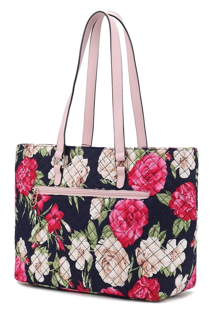 Navy Mkf Collection Quilted Cotton Botanical Tote Bag