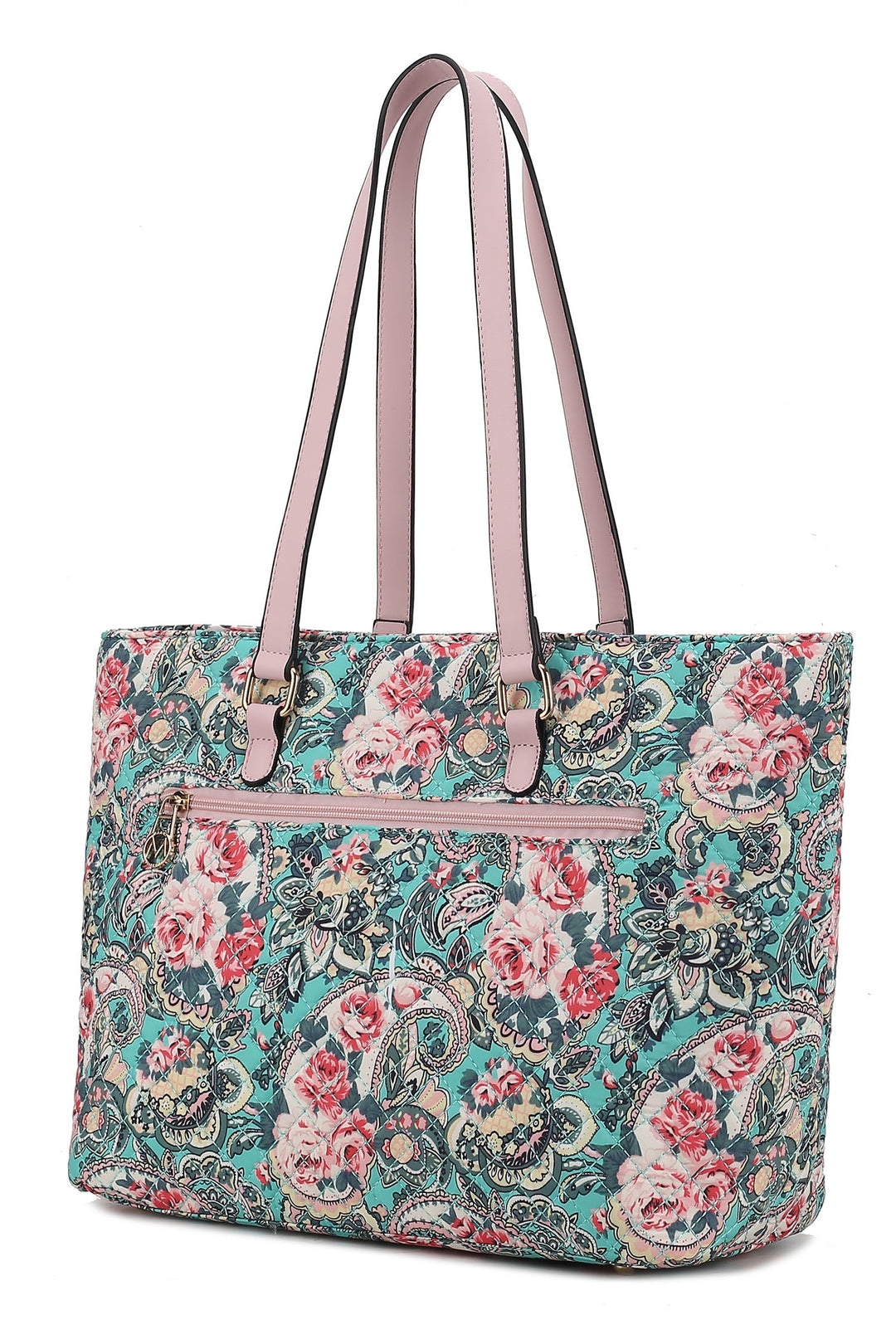 White Mkf Collection Quilted Cotton Botanical Tote Bag