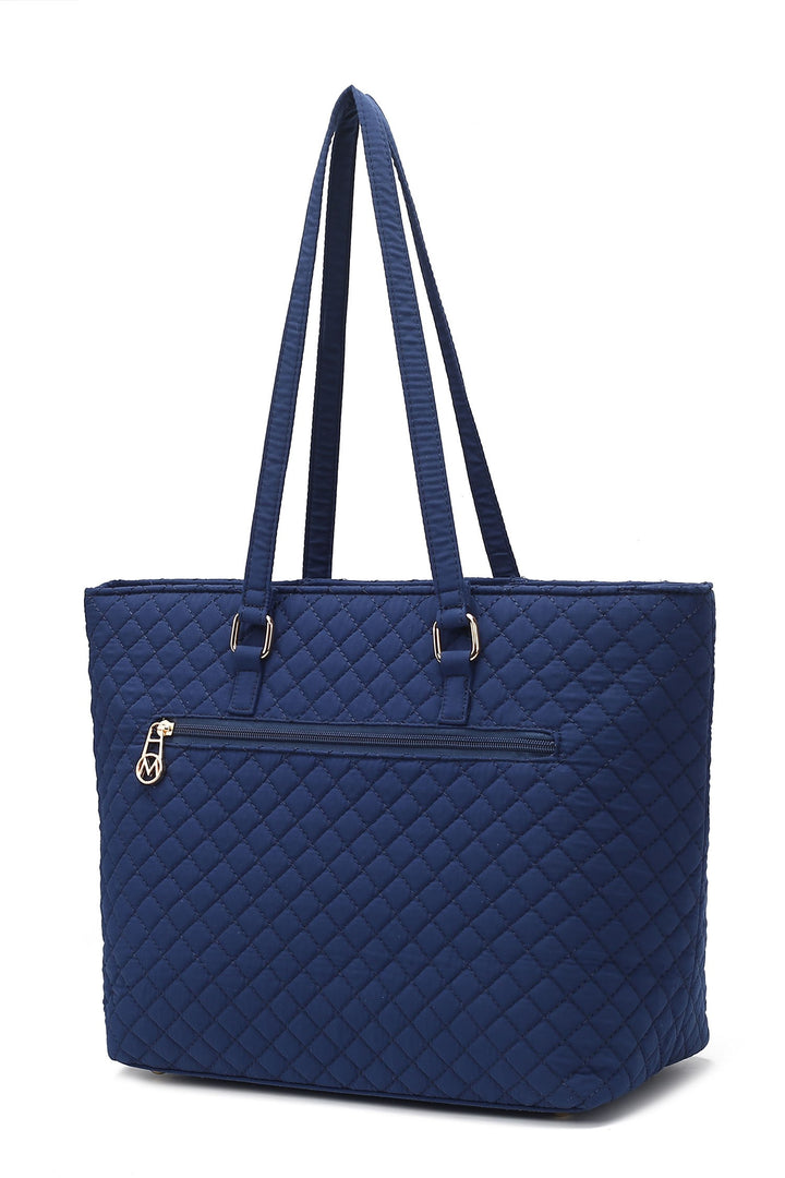 Turquoise Mkf Collection Solid Quilted Cotton Tote Bag