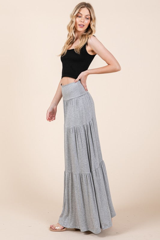 H GREY Solid Tiered Ruffle Skirt
