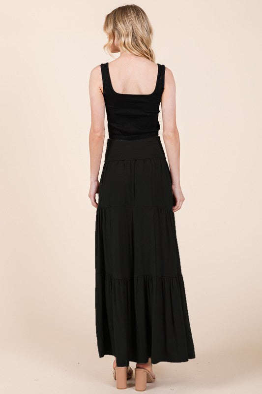 MOCHA Solid Tiered Ruffle Skirt