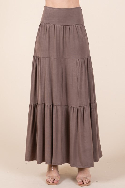 MOCHA Solid Tiered Ruffle Skirt