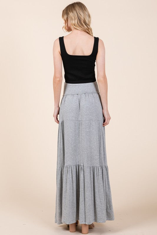 MOCHA Solid Tiered Ruffle Skirt