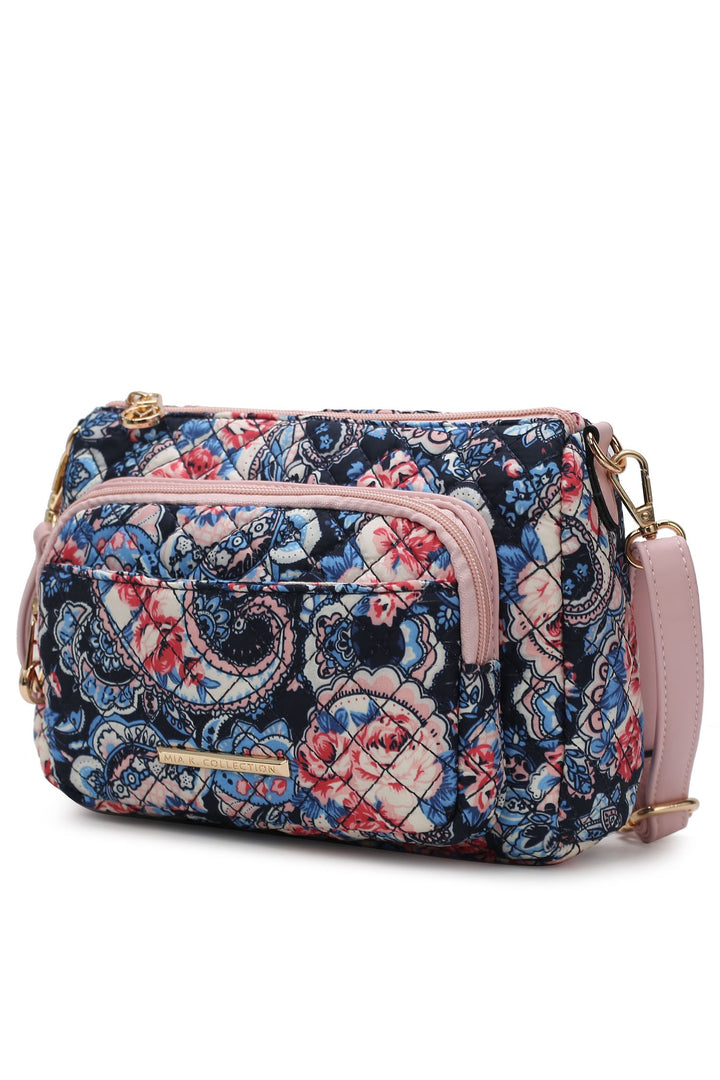 White Mkf Collection Rosalie Botanical Pattern Crossbody