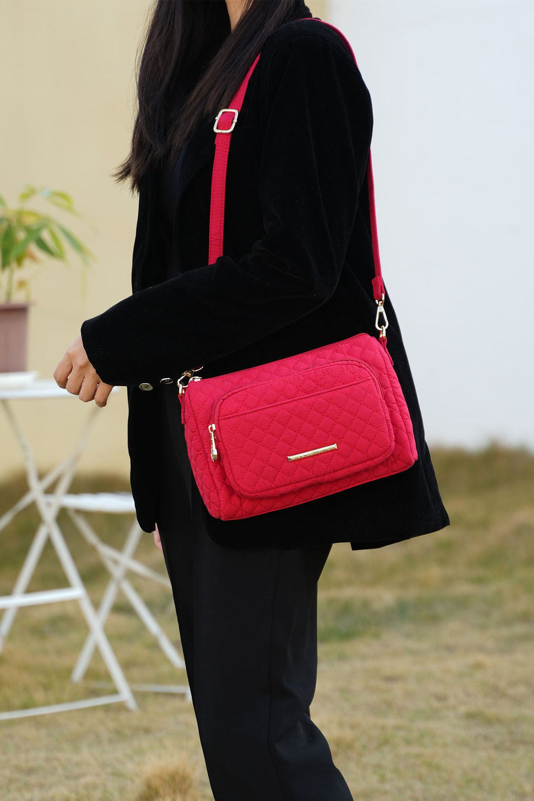 Black Mkf Collection Rosalie Solid Quilted Shoulder Bag