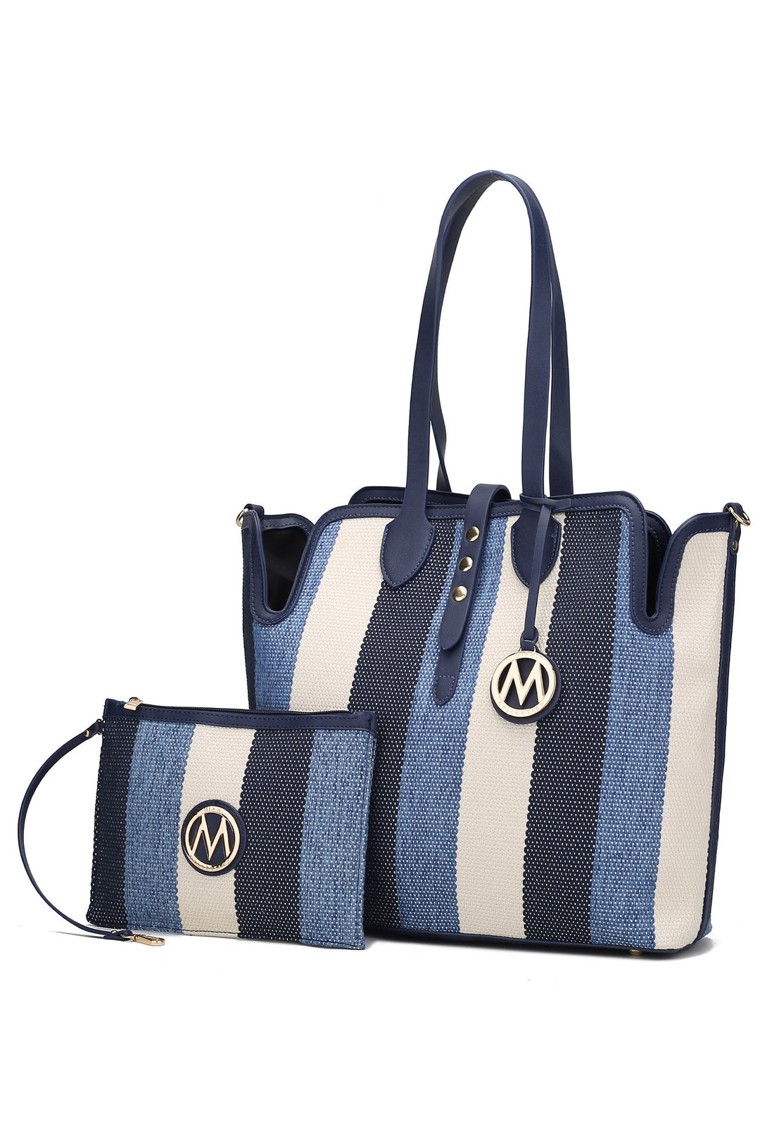 Denim Navy Mkf Collection Juliana Oversize Tote Wristlet