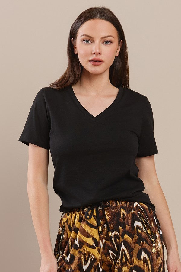 Womens Plain V Neck Cotton T Shirt