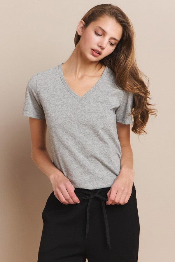 Womens Plain V Neck Cotton T Shirt
