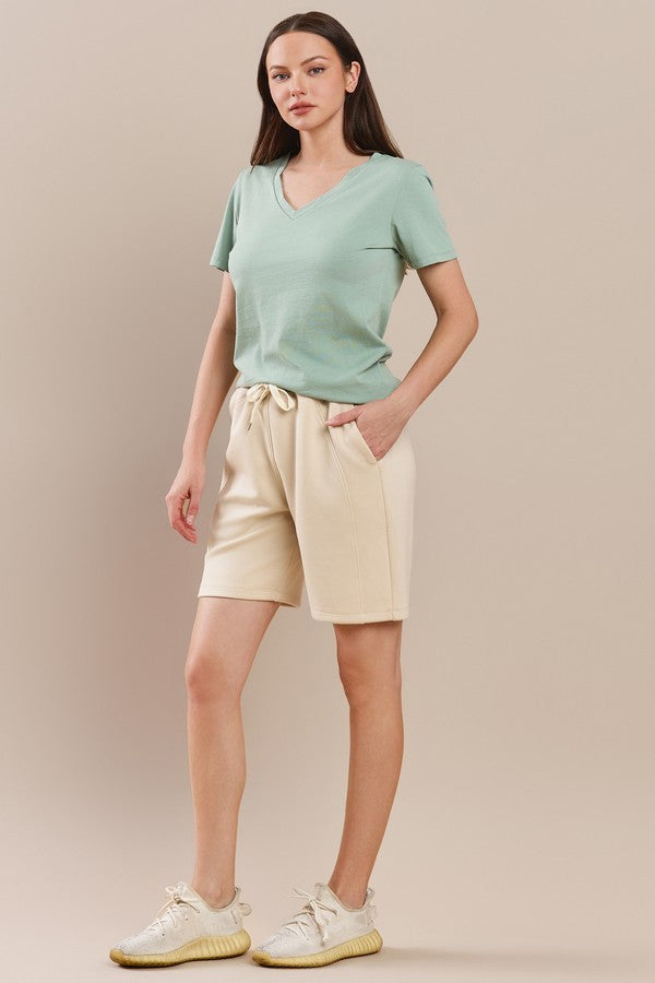 White Womens Plain V Neck Cotton T Shirt