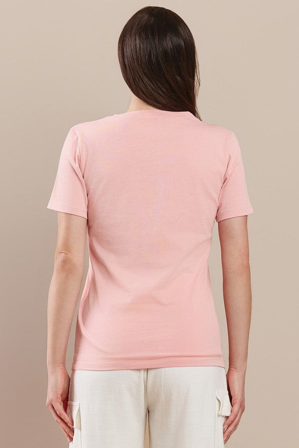 Womens Plain V Neck Cotton T Shirt