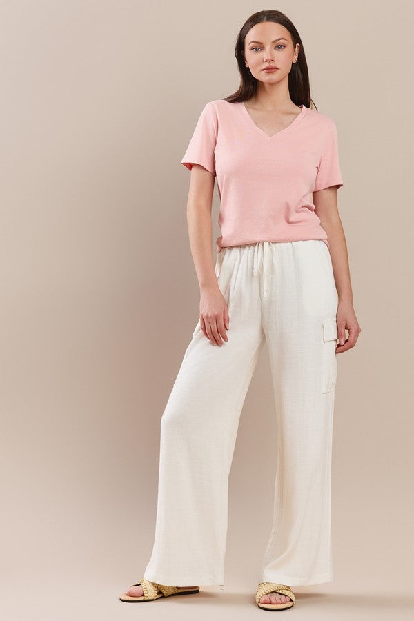 Womens Plain V Neck Cotton T Shirt