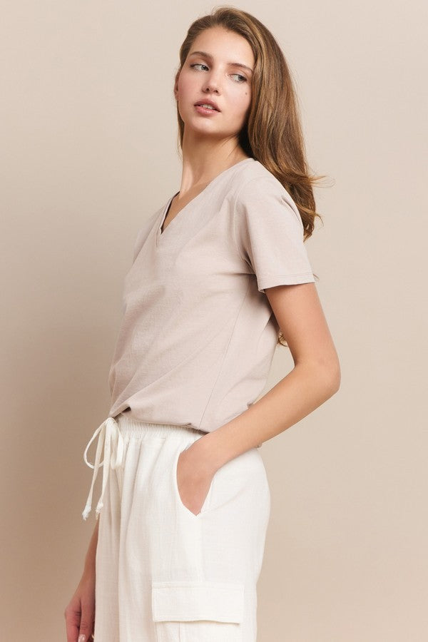 Womens Plain V Neck Cotton T Shirt