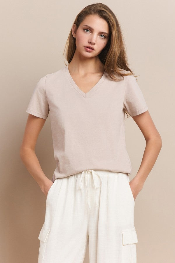 Womens Plain V Neck Cotton T Shirt