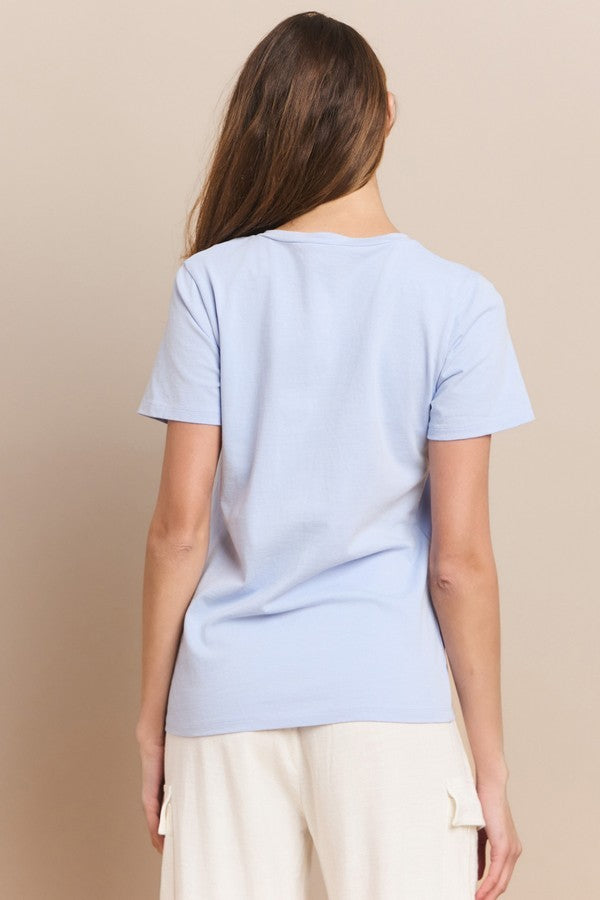 Womens Plain V Neck Cotton T Shirt