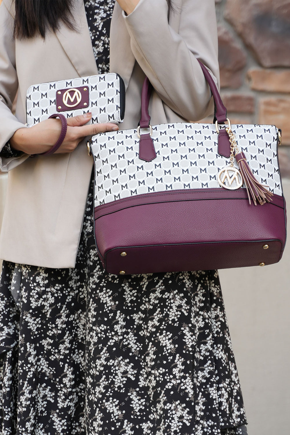 Burgundy Mkf Collection Saylor Tote And Matching Wallet