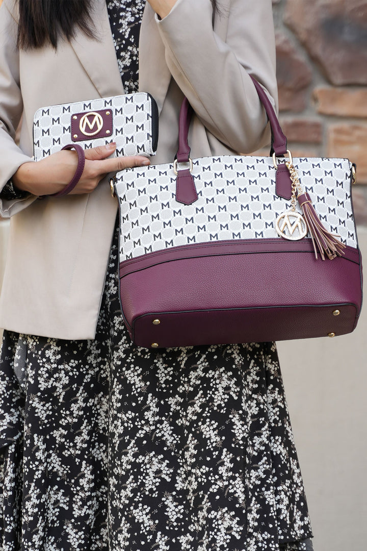 Burgundy Mkf Collection Saylor Tote And Matching Wallet