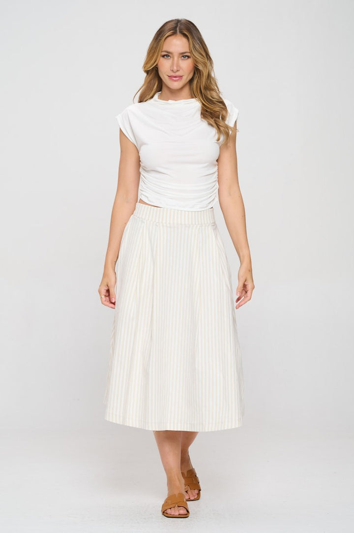 Made In Usa Mock Neck Short Sleeve Ruched Crop Top 2