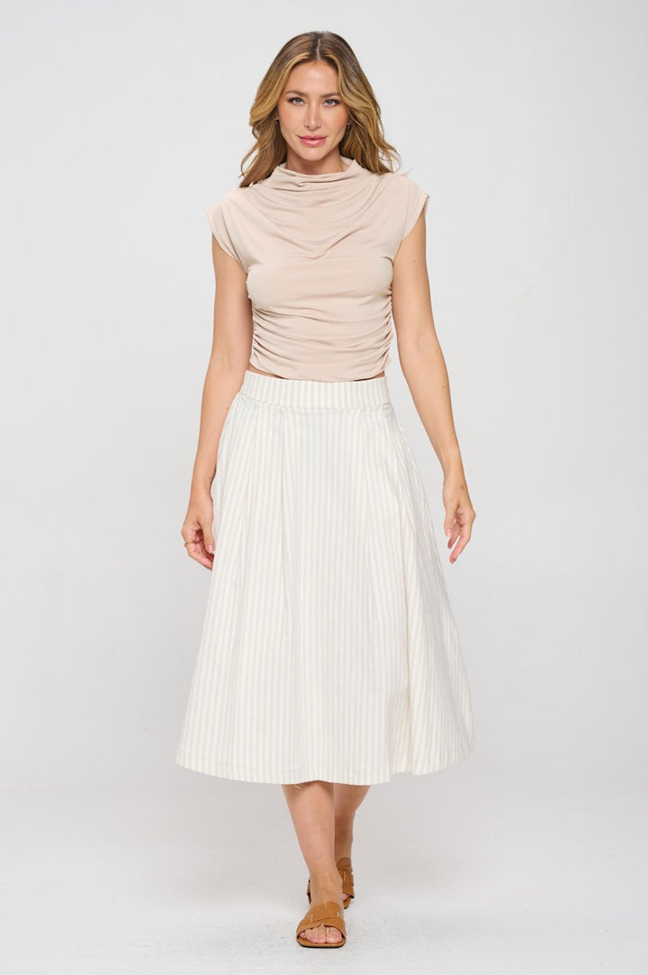 Made In Usa Mock Neck Short Sleeve Ruched Crop Top 1