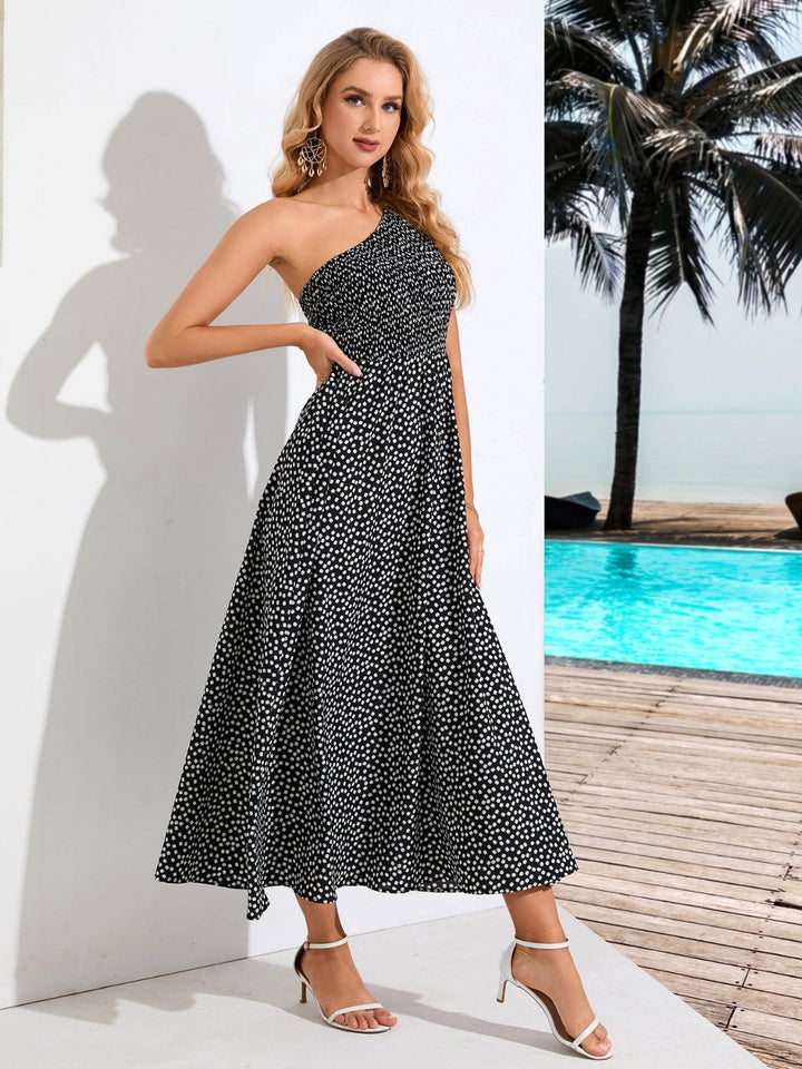 Black Zoe Single Shoulder Dress | Anekay