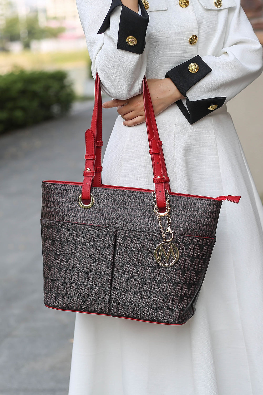 Black Mkf Collection Lori Printed Tote Bag Handbag