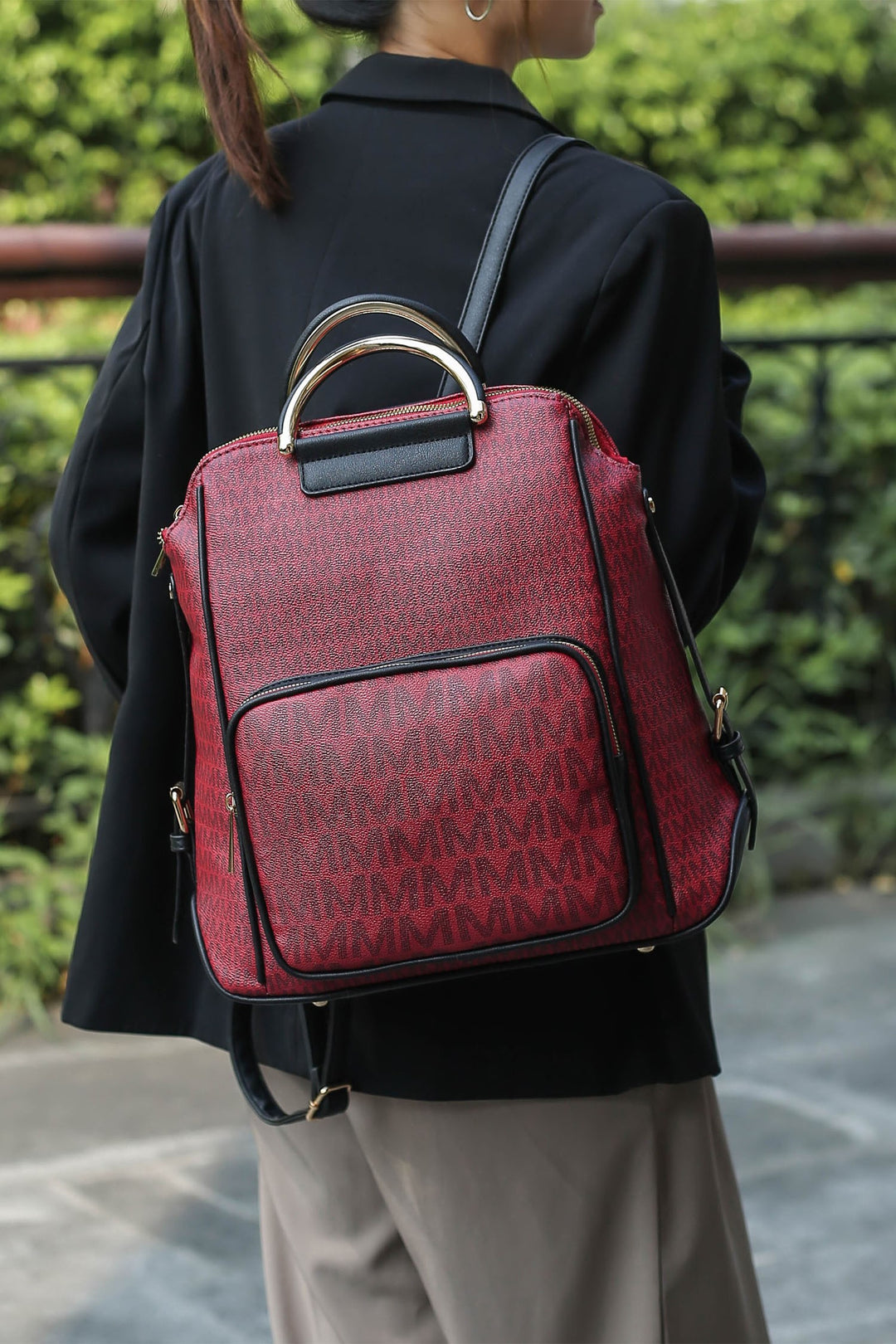 Beige Mkf Collection June Printed Womens Backpack