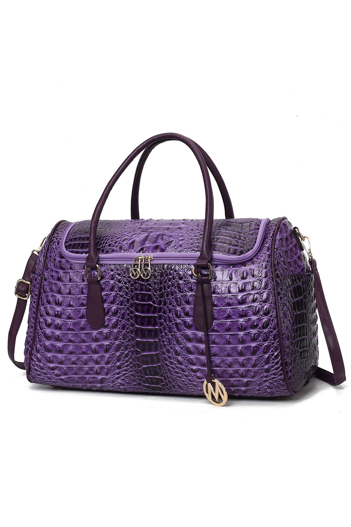 Mkf Collection Embossed Vegan Leather Duffle Bag