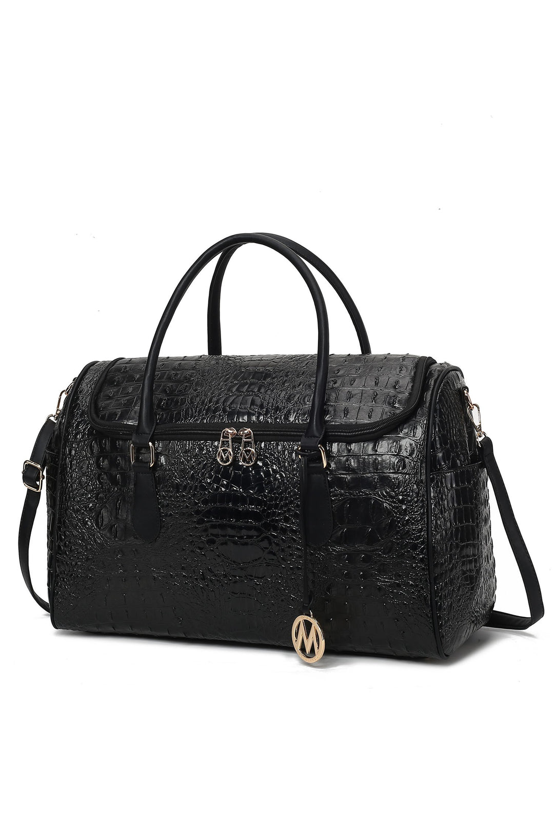 Navy Mkf Collection Embossed Vegan Leather Duffle Bag