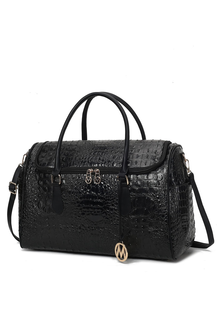 Navy Mkf Collection Embossed Vegan Leather Duffle Bag