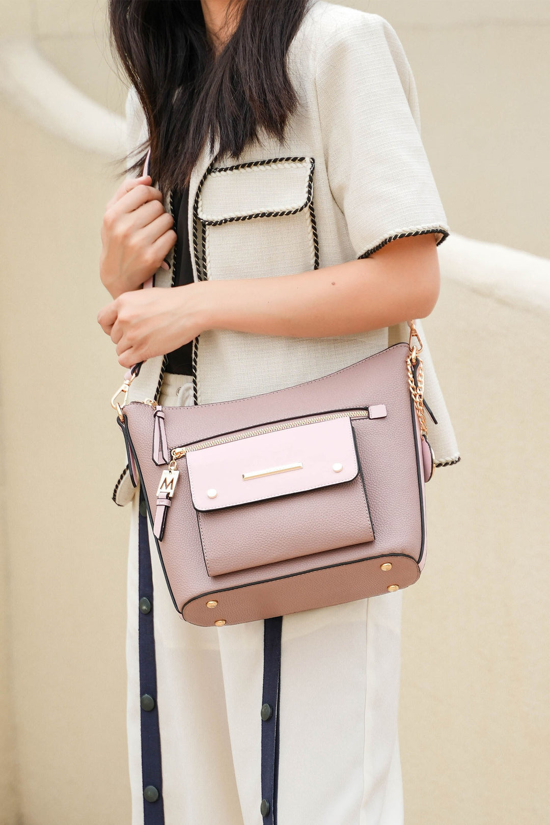 Black-Cognac Mkf Collection Serenity Color Block Crossbody Bag