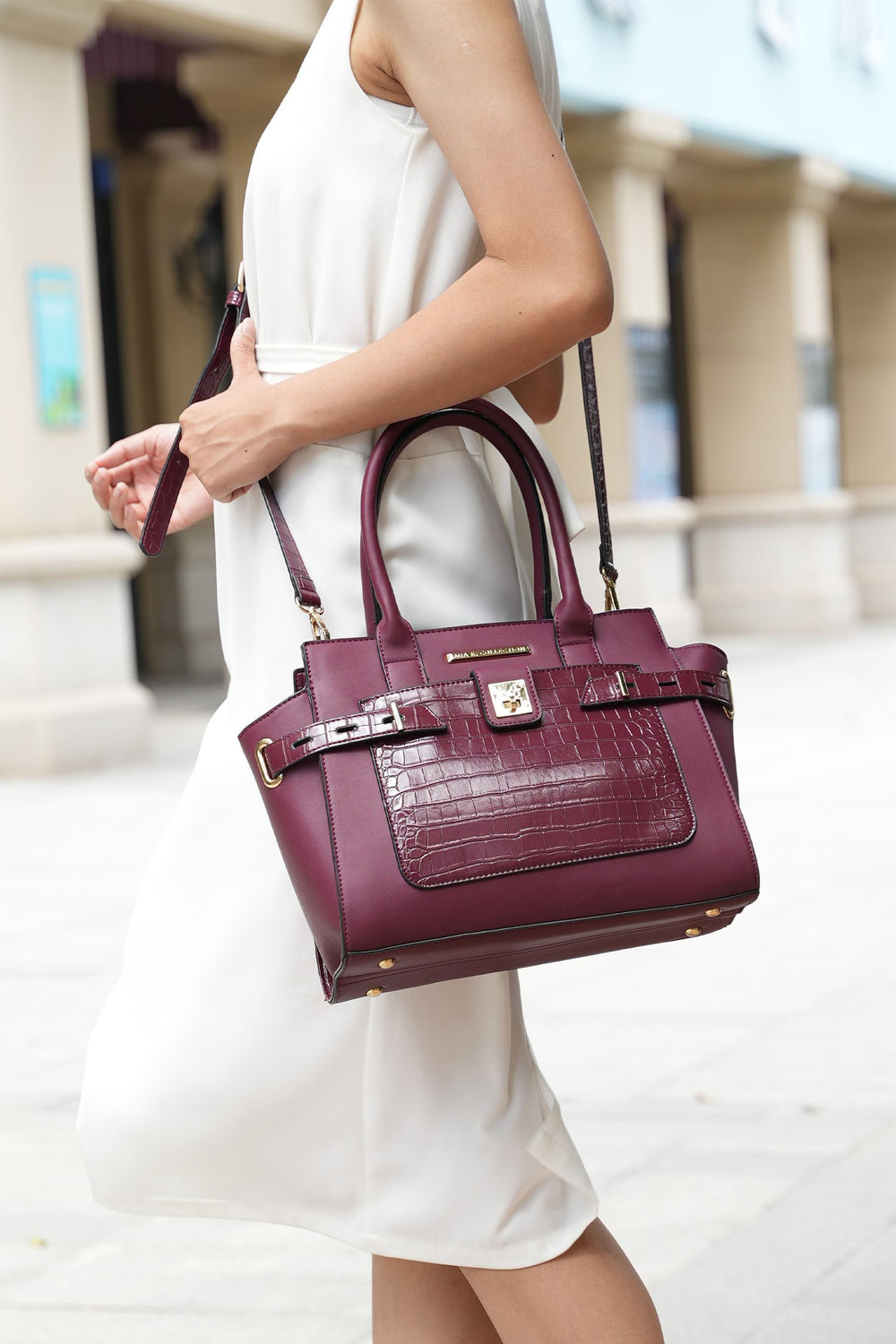 Cognac Mkf Collection Vegan Leather Womens Satchel Bag