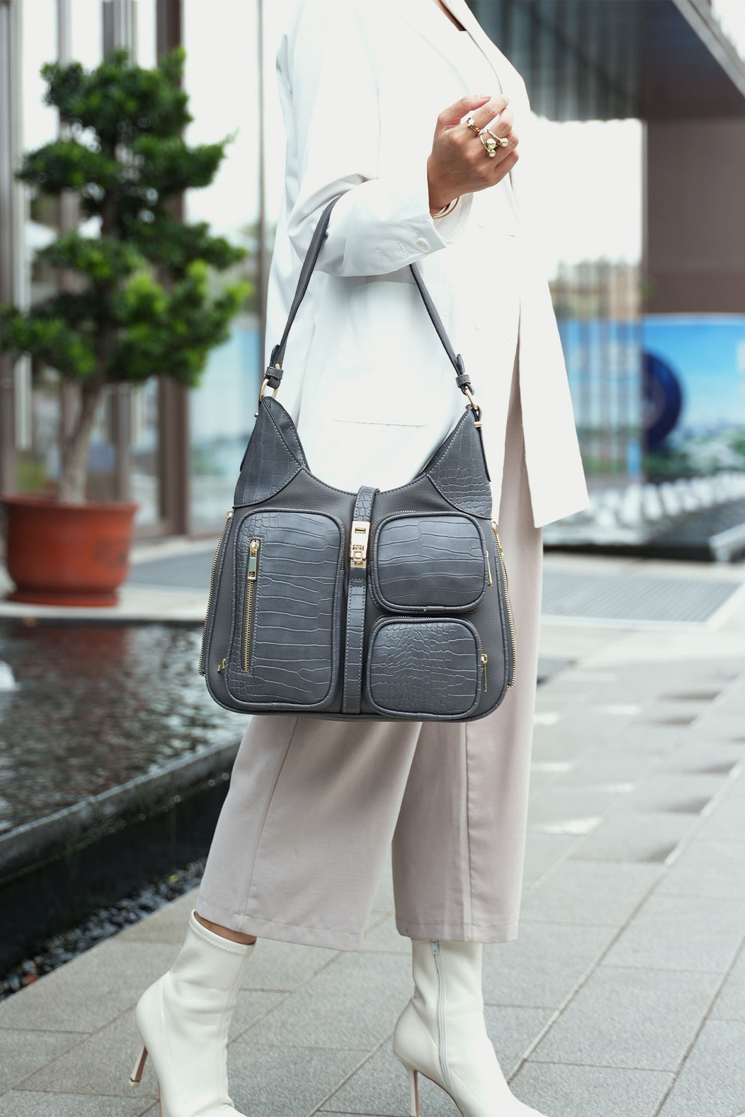 Black Mkf Collection Daphne Womens Hobo Shoulder Bag