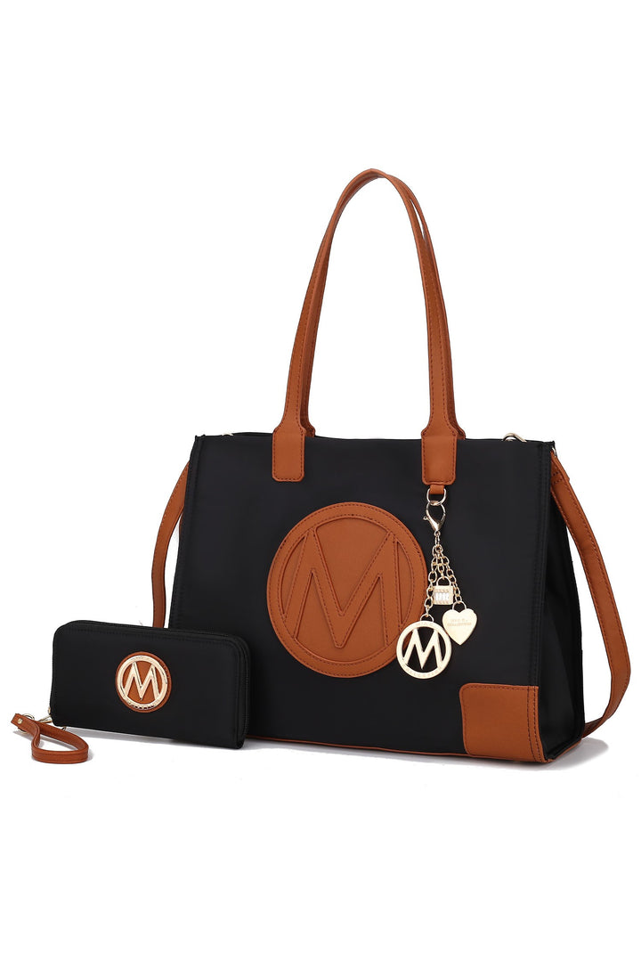 Coffee - Ivory Mkf Collection Louise Tote And Wallet Set