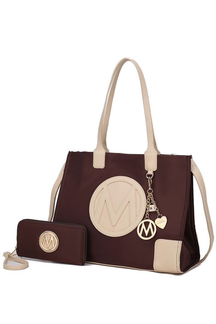 Blush -Burgundy Mkf Collection Louise Tote And Wallet Set