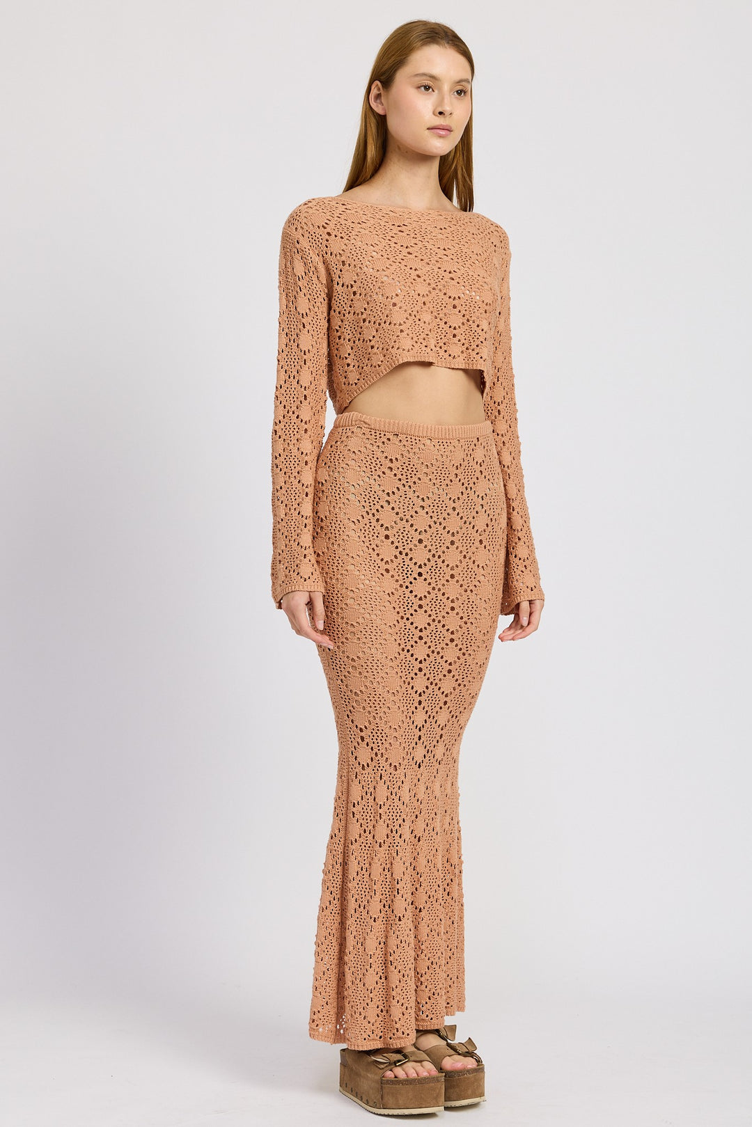 Salmon Mermaid Maxi Crochet Skirt